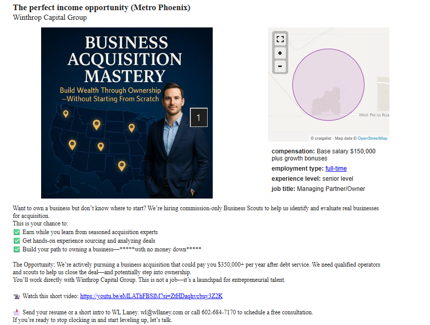Craigs List Ad